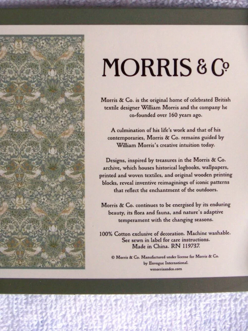 Morris & Co.  STRAWBERRY THIEF 4 Pc Bath Towel Set 2 Bath 2 Hand Cotton NWT